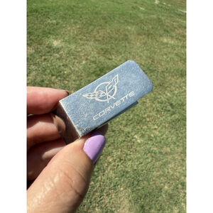 Stainless Steel Corvette Money Clip Silver Metal Wallet Credit Card Holder Read